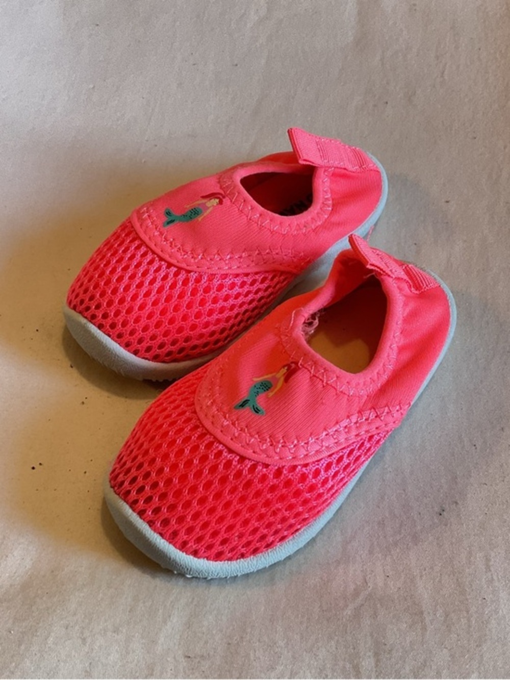 Kids Water Shoes in Bright Pink with Mermaid Accent